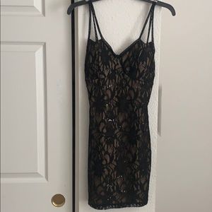 Lacy black  floral dress (nude colored inside)